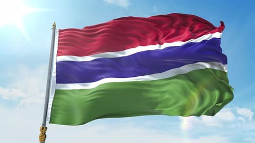 Dynamic Realistic Flag Waving Animation Against Blue Sky