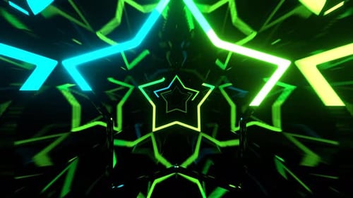 Zyanfarbener und grüner aktiver blinkender abstrakter Neontunnel-Hintergrund Vj Loop In 4K