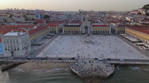 Vue aérienne de Praa Do Comrcio à Lisbonne, Portugal