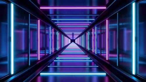 Futuristic Neon Corridor Cyberpunk Tunnel