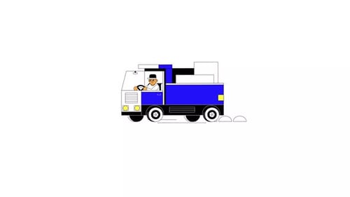 Flat Design Delivery Truck Driving Animation