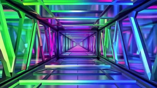 Futuristic Neon Sci Fi Corridor Loop Animation