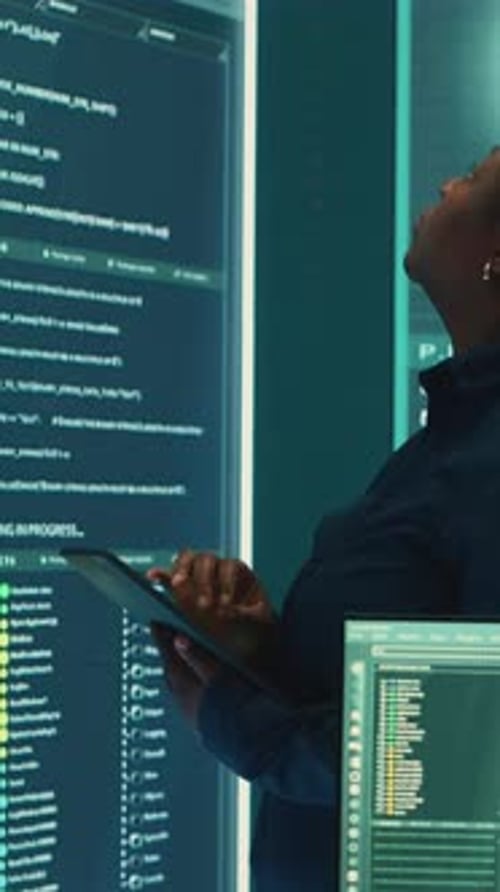 Vertical Video Professional IT Expert Working in a Governmental Security Operations Center