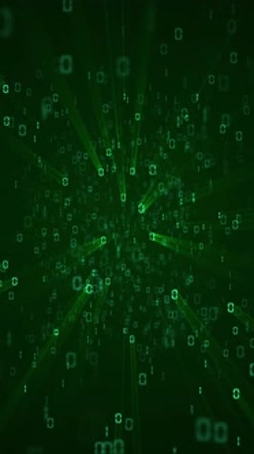 Vertical Video - Green Binary Code Digital Data Technology Background
