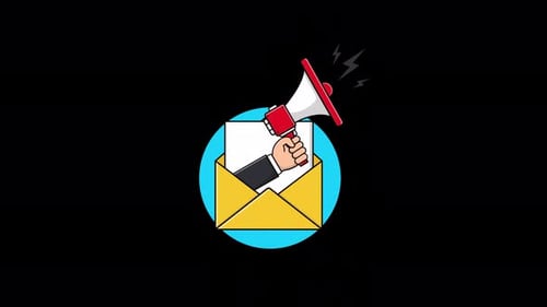 Flat Design Email Marketing Megaphone Announcement Animation