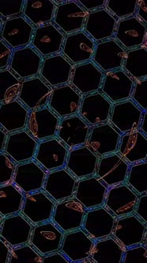 Vertical Glowing Hexagonal Grid Technology Background