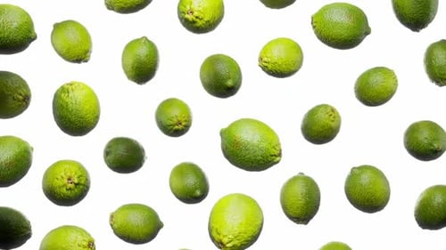 Seamless Floating Small Green Limes on White