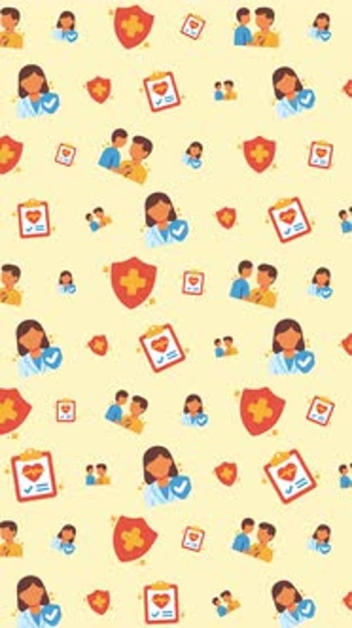 Flat Design Healthcare Icons Seamless Vertical Scroll Pattern