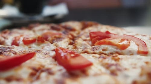 Close Up Shot of Taking a Piece of Freshly Baked Pizza