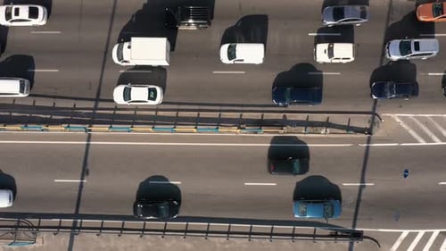 Traffic Jam with a Lot of Cars on a Highway Aerial View From Above