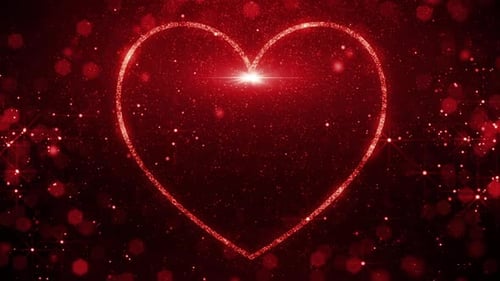 Glittering Red Heart Outline Loop Background