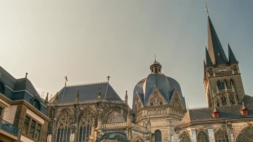 Aachen Cathedral Hyperlapse Dynamic Day Journey in Germany