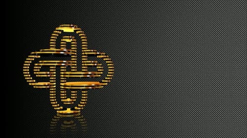 Background with Black and Gold Figure, Shape, 3D Render, Reflection, Exclusive, Unique Design