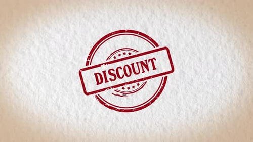 Hand Stamping Discount Text with Retro Ink Style