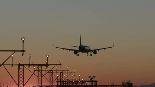 Evening Airport Landing Approach