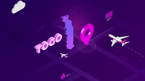 Futuristic Isometric Travel Map of Togo Animation