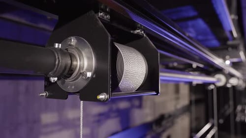 Metal Cable Rolls In a Hoist Spool. Equipment for Stage Truss.