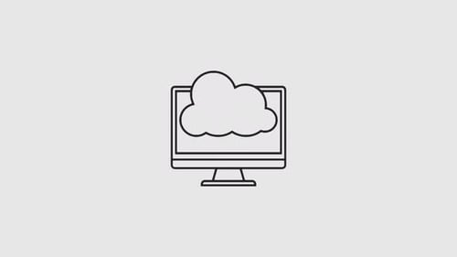 Cloud Data Transfer to Monitor Flat Design Animation