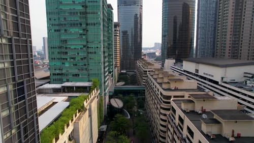 A tilt up shot of skyline of Kuala Lampur, conceptual image of holiday, modern development, financi