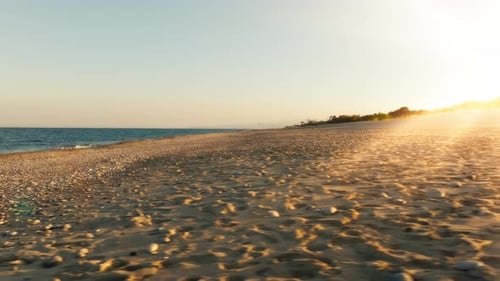 Sandy Beach at Sunset Light