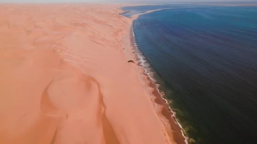 Aerial Drone Where Desert Meets the Ocean Sandwich Harbour Namibia Africa