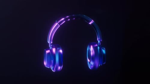 Loop headphone with dark neon light effect