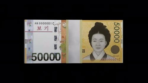 Moeda do won sul-coreano girando no Alpha Channel 4K