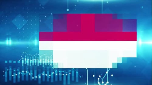 Indonesia Flag On Economy Background And Graph