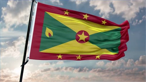 Grenada Flag Background Realistic Waving In The Wind 4K