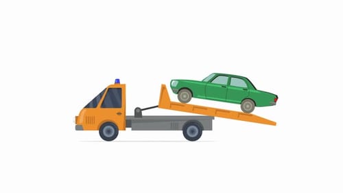 Car Service Tow Truck Transporting Car Help On Road Transports Wrecker Broken Car