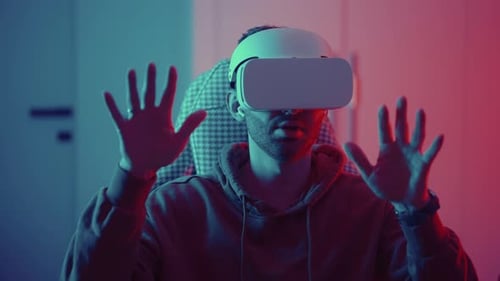 Young Adult Wearing a Virtual Reality Headset