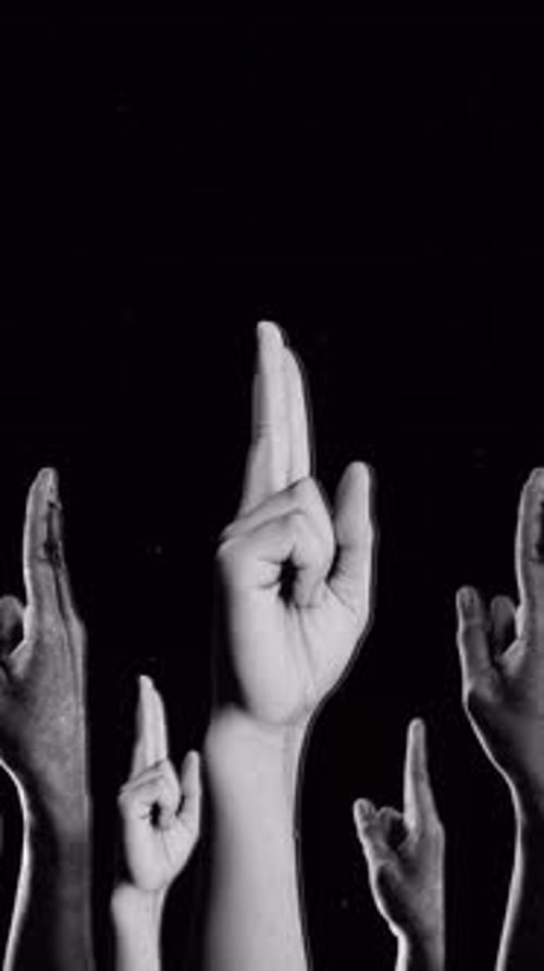 Spinning Halftone Effect Two Fingers Portrait Hands
