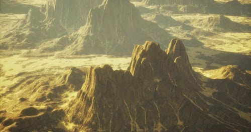 Majestic Mountainous Landscape Under Golden Sunlight in Remote Area