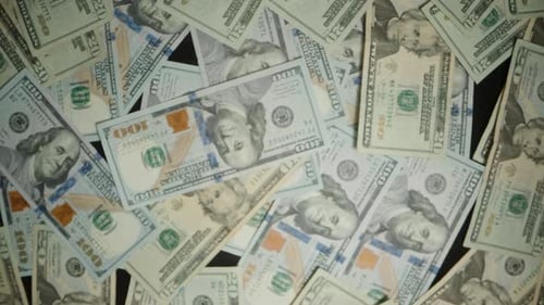 Dolly Zoom, Hands Counting Hundred-Dollar Bills And Camera Passes Through The Dollars.