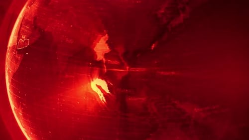 Futuristic Digital Earth Globe with Glowing Country Highlight