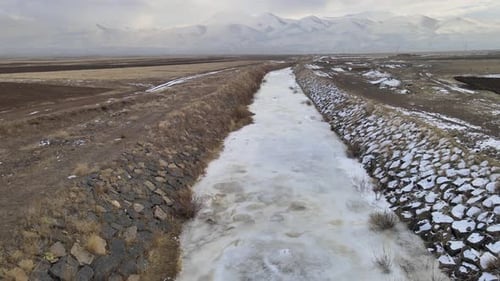 frozen natural river
