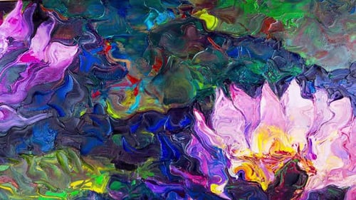 Abstract Watercolor Ink With Flowers Background 4k Loop