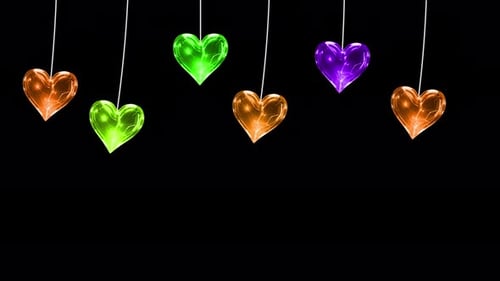 Glowing Colorful Hearts Hanging Loop Animation