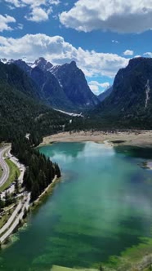Lake Lago di Dobbiaco in Dolomites
