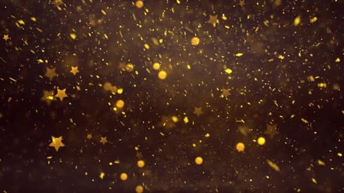 Golden Confetti Stars and Bokeh Particles Overlay
