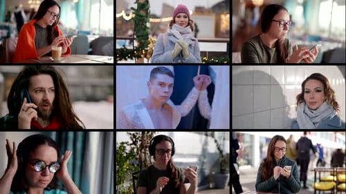 People Using Phones in Urban Environment