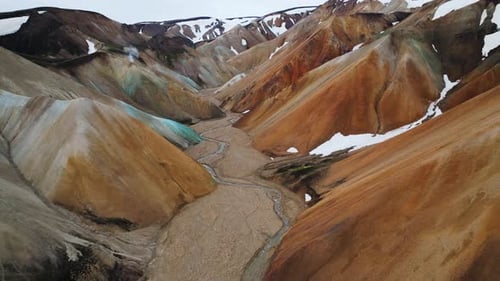 Aerial view of Landmannalaugar mountains, Iceland.