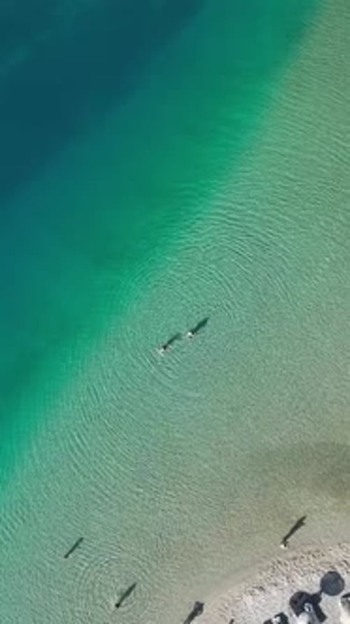 Aerial top down view of ocean shoreline