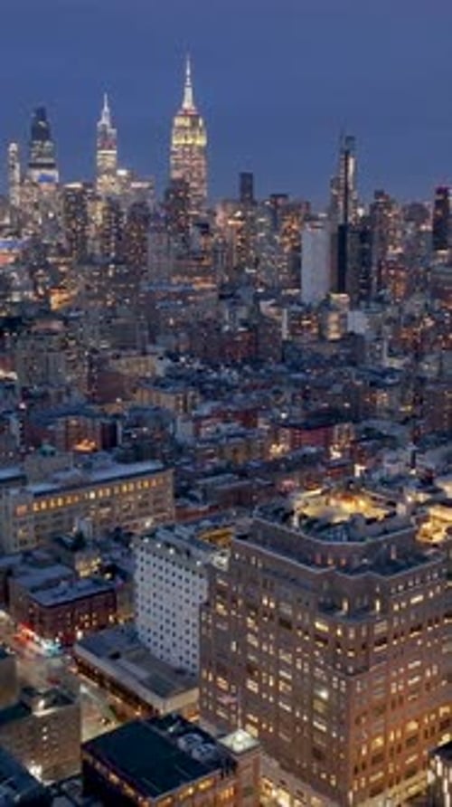 Night View of Downtown New York At Manhattan In New York United States.