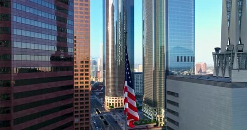 American City LA Landscape Los Angeles Skyline with Towering Skyscrapers Aerial View of Los Angeles