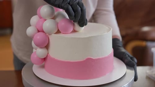Close Up of Cake Decoration with Candy Balls