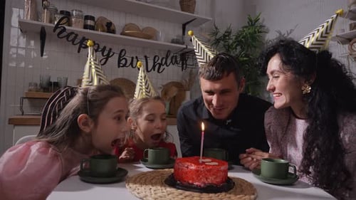 Family Celebrates Birthday Together at Home