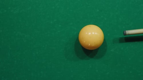 Playing Billiard Game White Pool Balls Closeup on Green Billiards Table for Start to Play Russian