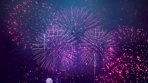 Brilliant Fireworks Exploding in the Night Sky