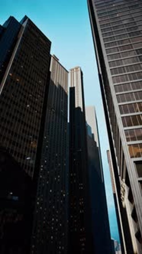 Looking Up at Skyscrapers in New York City